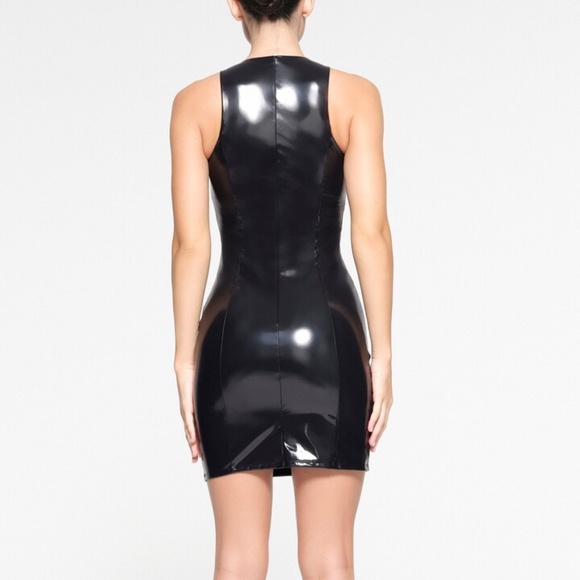 SKIMS Stretch Vinyl Mini Dress | Onyx - Picture 2 of 10